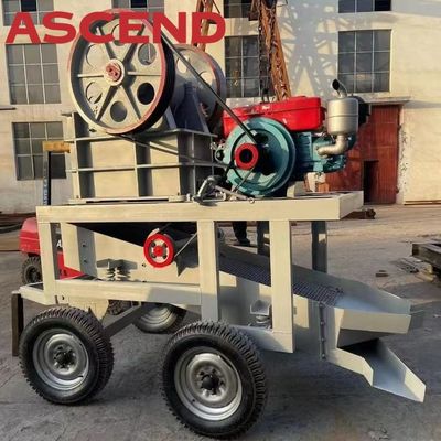 Mini scale PE150x250  PE250x300 mobile jaw crusher with trailer and wheels for quartz basalt stone crushing