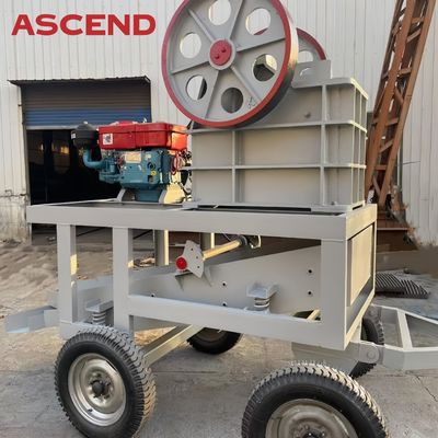 Mini scale PE150x250  PE250x300 mobile jaw crusher with trailer and wheels for quartz basalt stone crushing